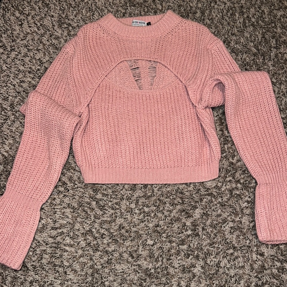 Pink cut out Sweater